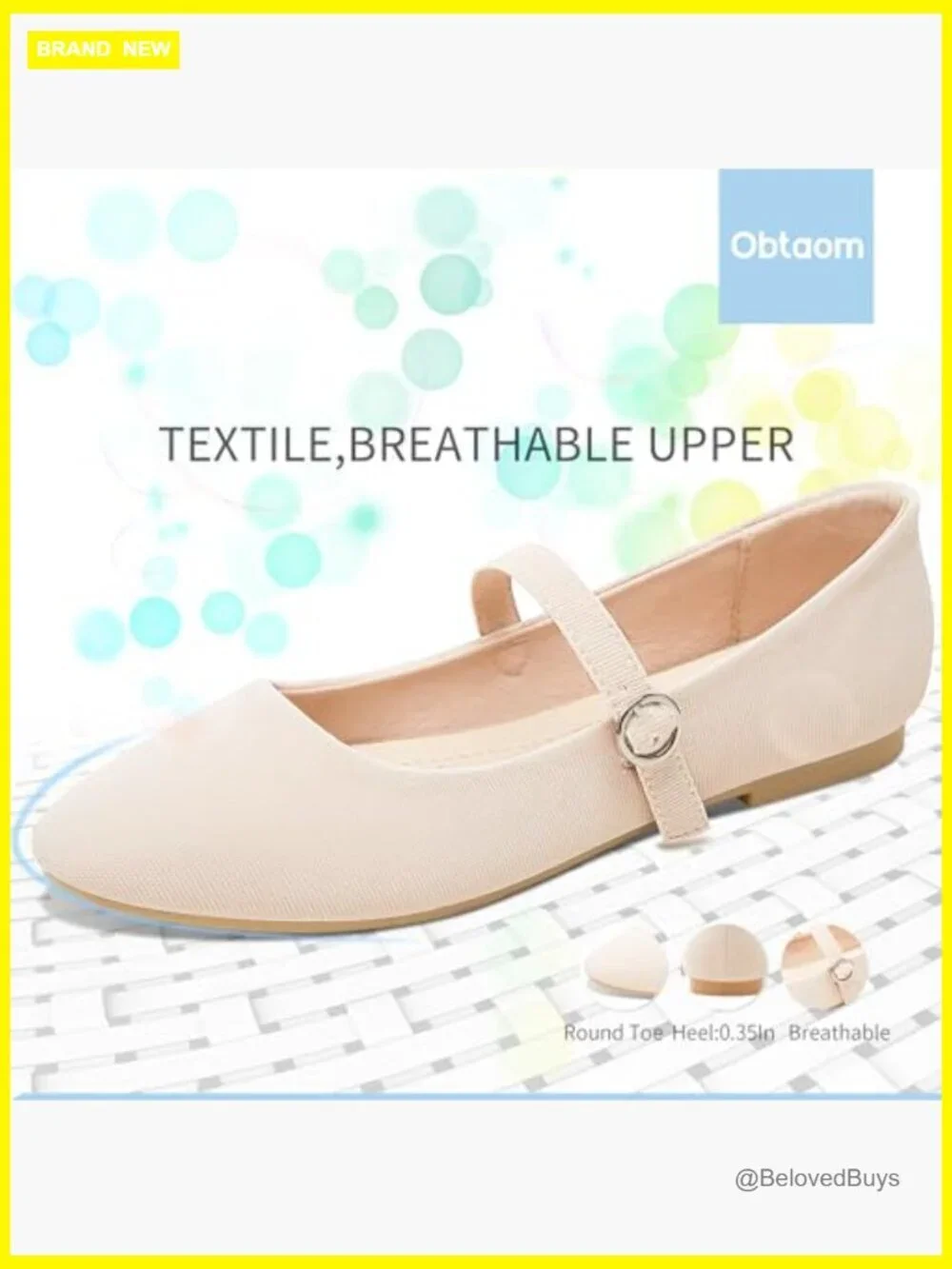 Mary Jane Flat Shoes Round Toe Ballet Flats for Women Dressy Fabric Business